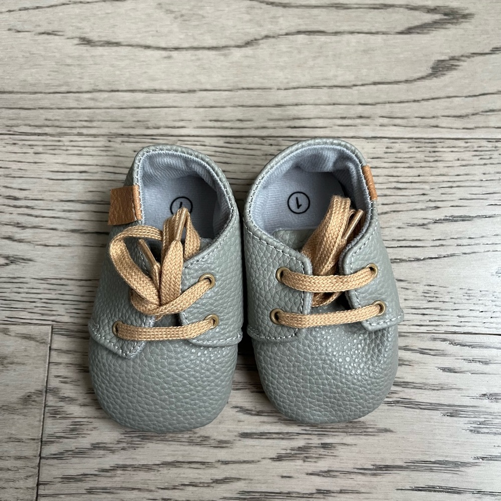 Flexible Sole Gray Lace Up Baby Shoe